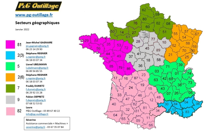 Coordonnées représentants par secteur