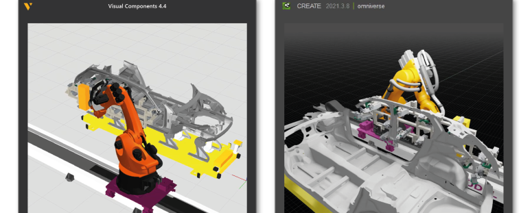 Interface du logiciel de simulation 3D Visual Components