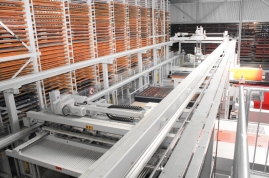 Magasin de stockage avec transtockeur pour machine de découpe laser et de poinçonnage