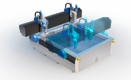 Découpe jet d'eau 2 ponts : DEMO VUE 3D